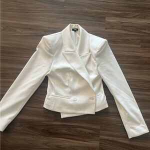 Express White Crop Shoulder Padded Blazer
